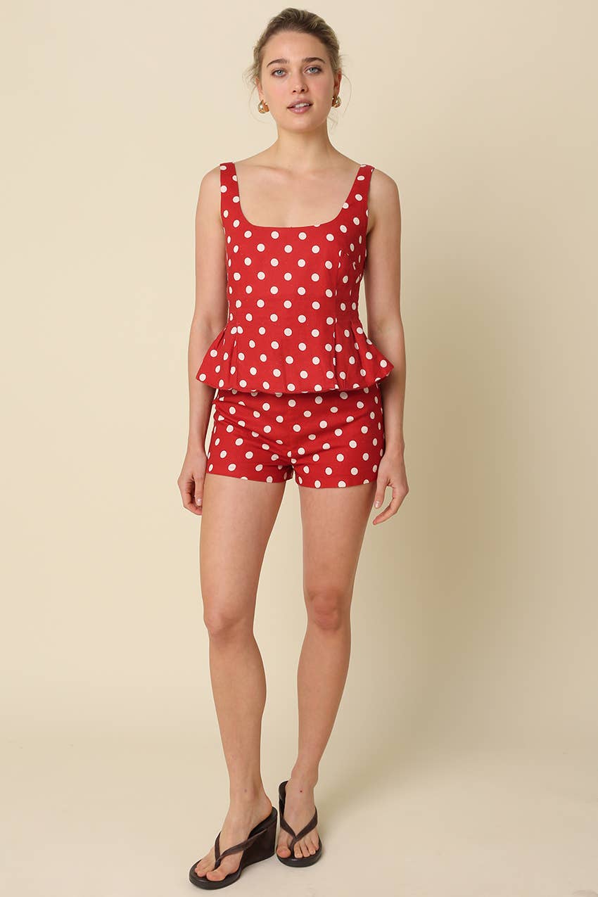 Pat Polka Dot Peplum Tank
