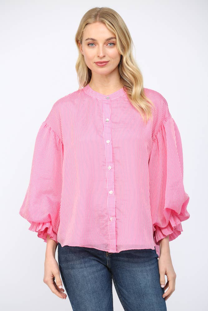 Penny Striped Button Down Blouse