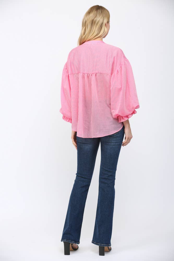 Penny Striped Button Down Blouse