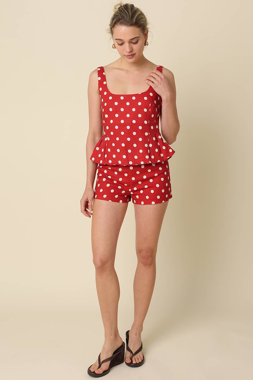 Pat Polka Dot Peplum Tank