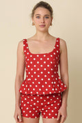 Pat Polka Dot Peplum Tank