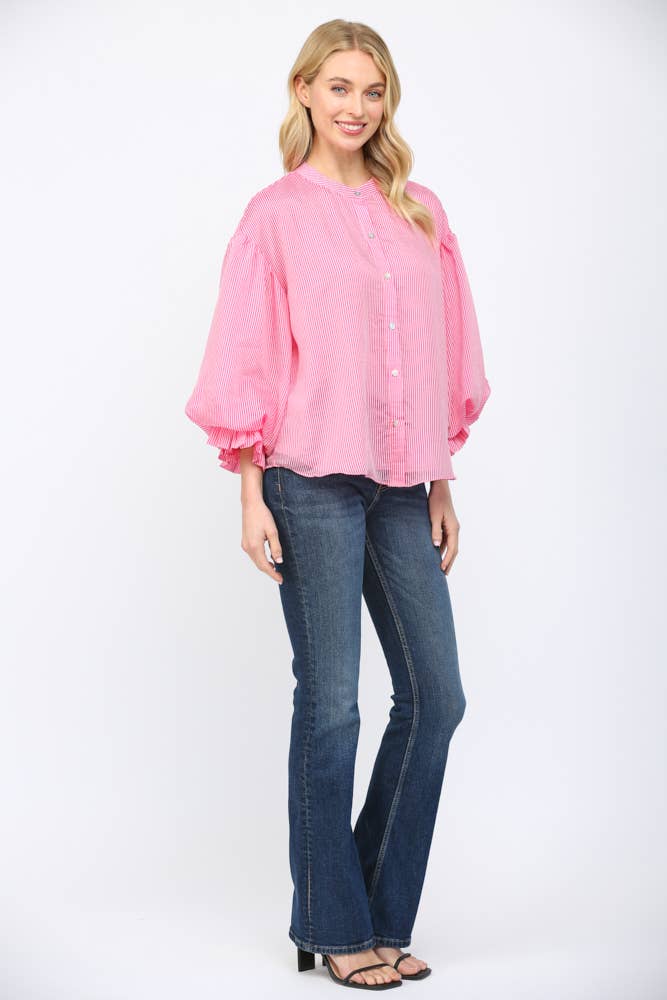 Penny Striped Button Down Blouse