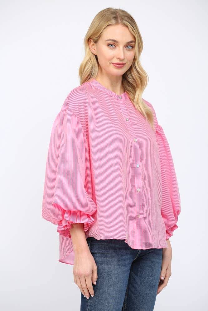 Penny Striped Button Down Blouse