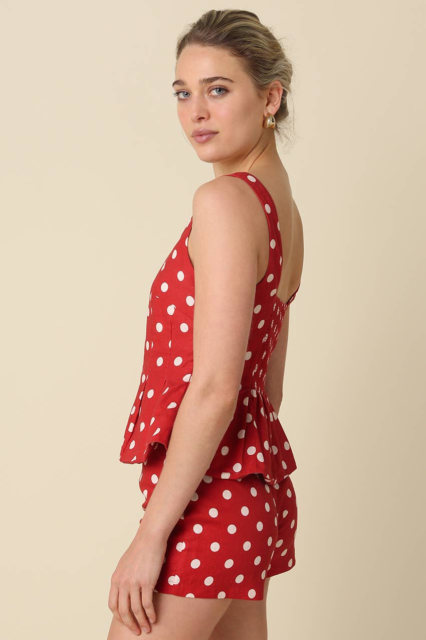 Pat Polka Dot Peplum Tank