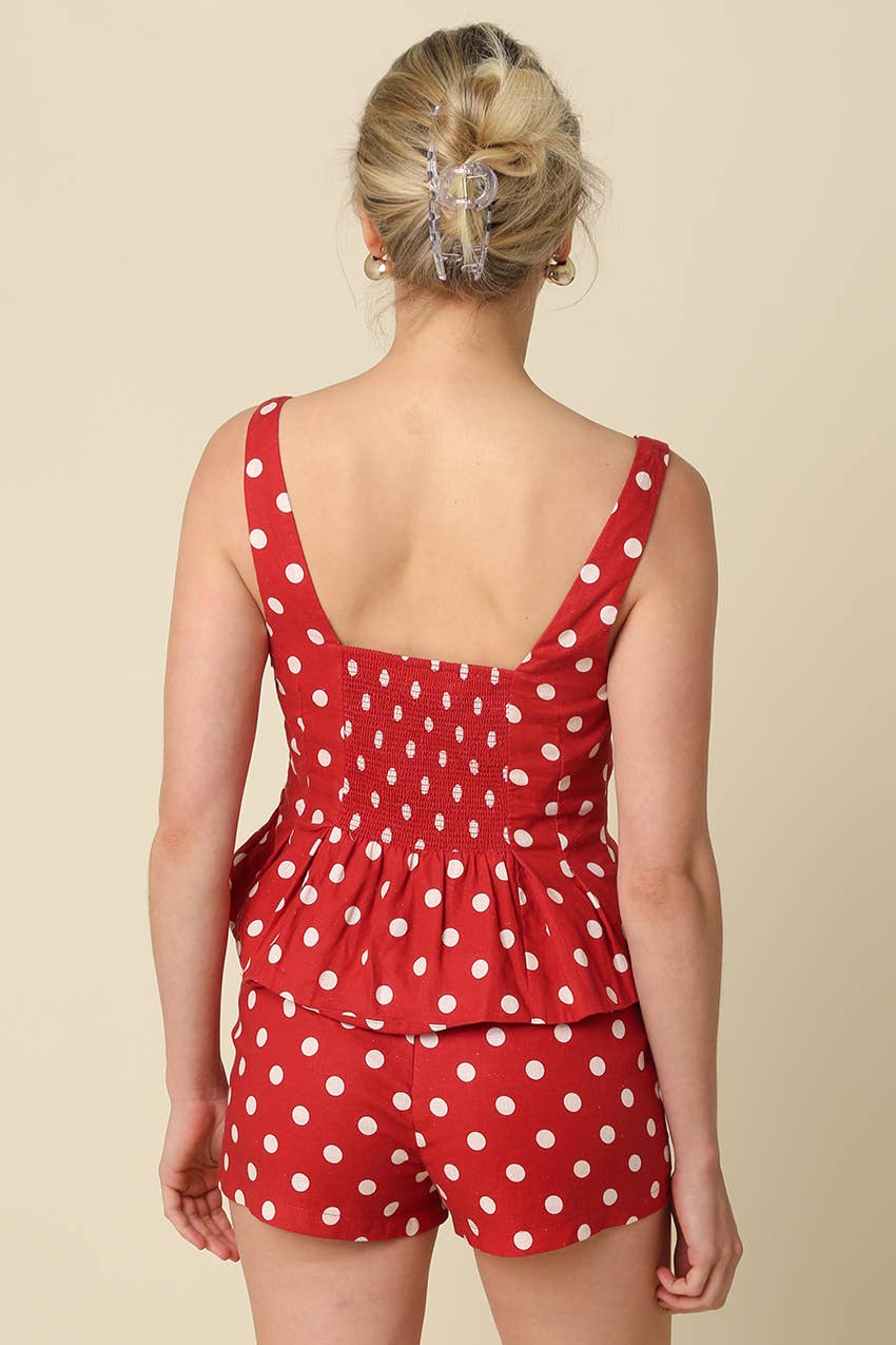 Pat Polka Dot Peplum Tank